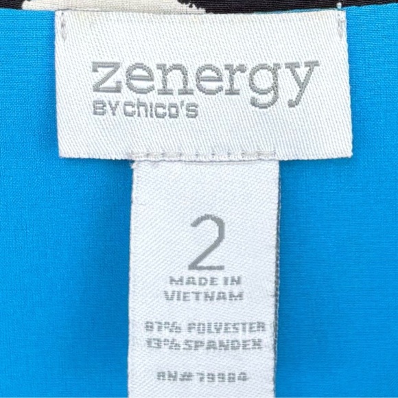 Women's Jacket Black White Print Blue All Season Windbreaker Zenergy by Chicos - Picture 10 of 16